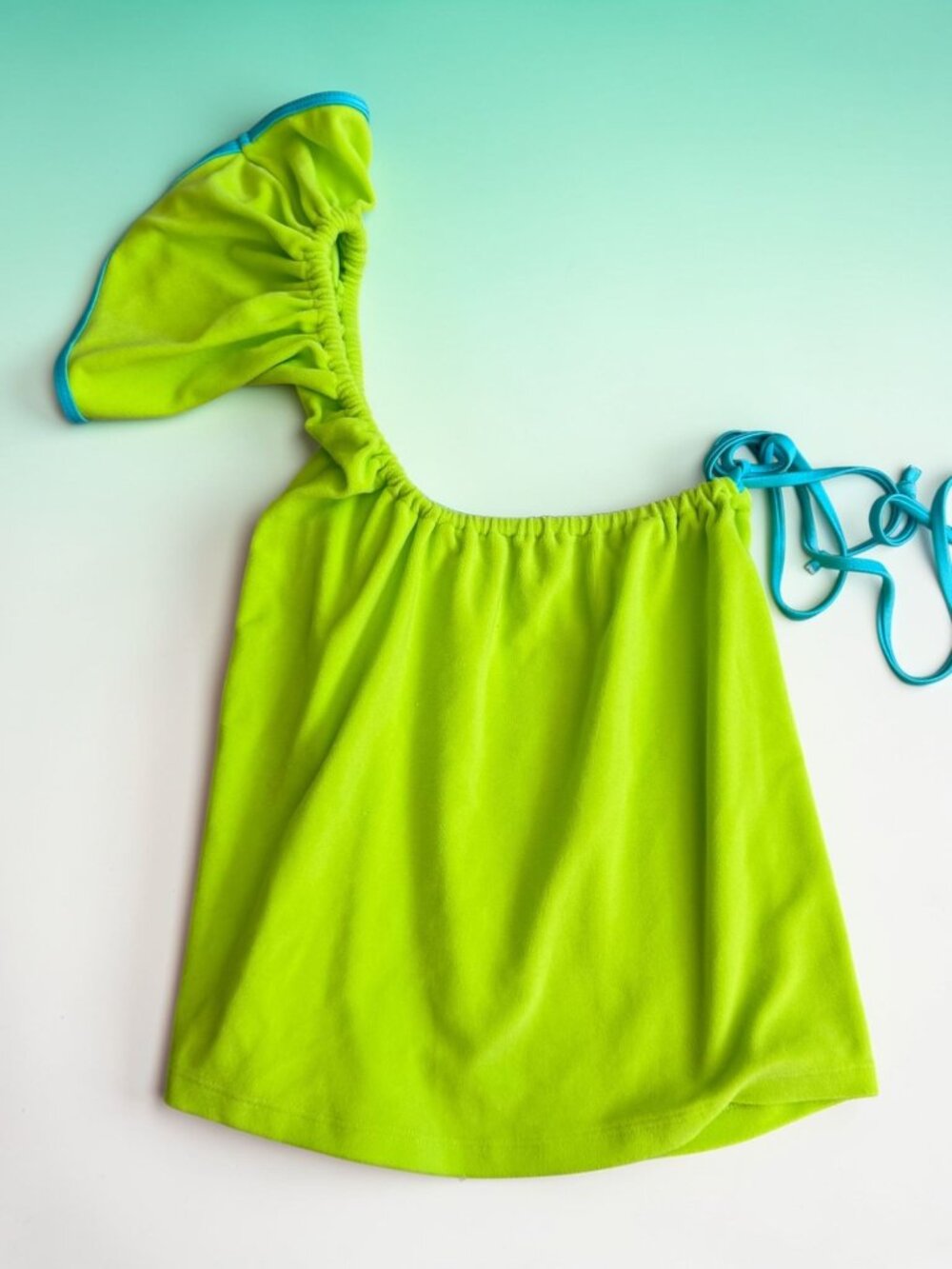 FRANKIE BIKINIS Lime Asymmetrical Swim Coverup Top Size Medium